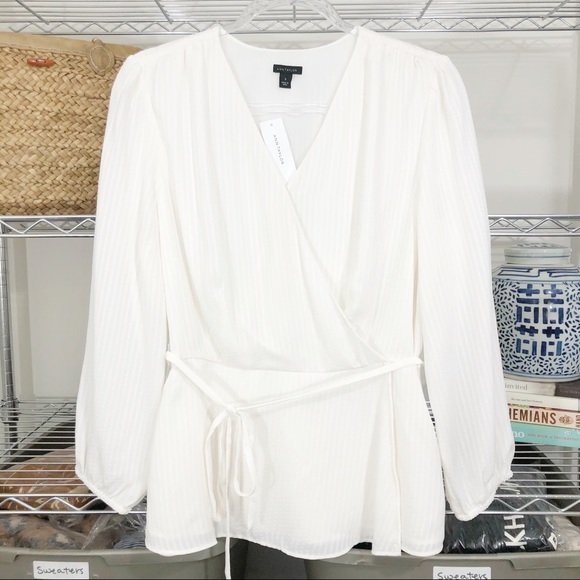 Ann Taylor Tops - NWT ANN TAYLOR | faux wrap SLIMMING blouse top L
